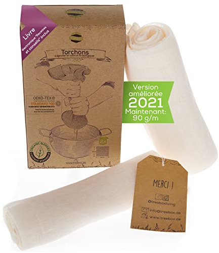 TreeBox Passiertuch - Premium Leinen Käsetuch Set - Reißfest & Ultra-Fine für Präzise Filtration - Passiertuch Wiederverwendbar - Cheesecloth - Perfekt für Saft und Suppe - 2 Stück