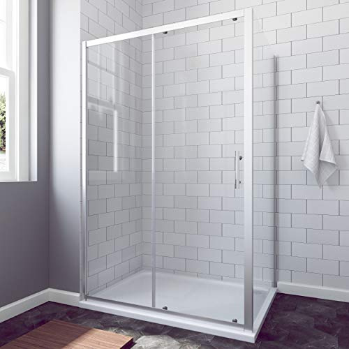 AQUABATOS® Eckeinstieg Duschkabine Eckdusche 140x80 cm | 140 cm Nischenschiebetür Duschabtrennung Duschtür Nischentür Schiebetür Duschwand Glas Dusche mit 80 cm Seitenwand Höhe 185 cm