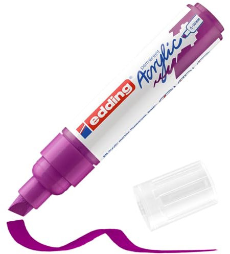 edding 5000 Marcatore Acrilico Largo, Viola, 1 Marcatore a Vernice Acrilica, Punta Scalpello 5-10Mm, Pennnarello Acrilico per Disegno Su Tela, Carta, Legno, Marcatore Acrilico per Sassi/Ciotoli