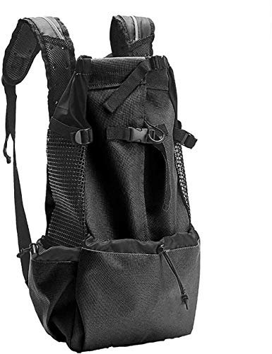 CHYIR Haustier-Rucksack, tragbar, atmungsaktiv, verstellbar, für kleine und mittelgroße Hunde, für Reisen, Wandern, Camping (XL, schwarz)