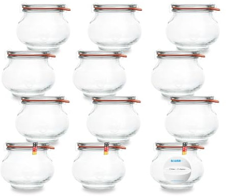 flaschenbauer.de Weck Lot de 12 bocaux à bijoux, 250 ml, utilisables comme pot à confiture, à provisions, à conserve