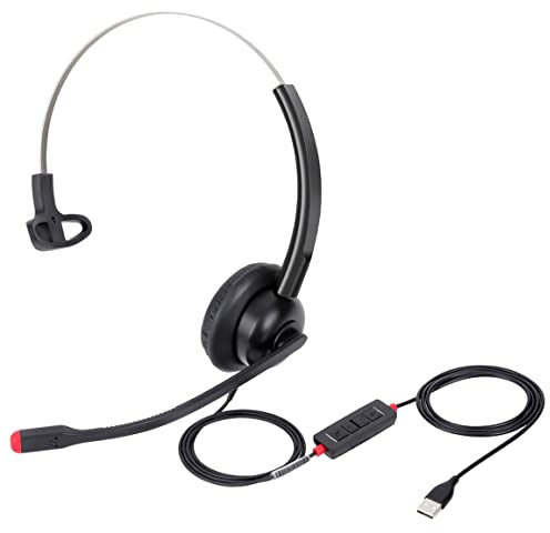 USB Headset with Microphone for PC Laptop Computer Headphone Noise Cancelling Mic for Home Office Online Class Teams Zoom