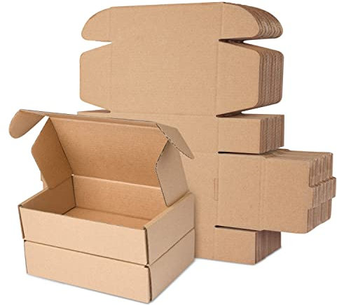 Klein Versandkartons, 180x110x40mm Maxibriefkartons für Postversand, Versandtaschen Warensendung, Braune Verpackungskartons für Geschäft, Aufbewahrung oder Geschenkbox, aus Wellpappe(10 Stück)