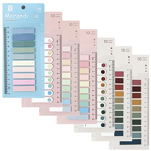 VEGCOO 7 Teiliges Set mit 1400 Seiten Sticky Tabs Haftmarker Index Tabs Morandi Sticky Marker Sticky Notes (Mischfarbe)