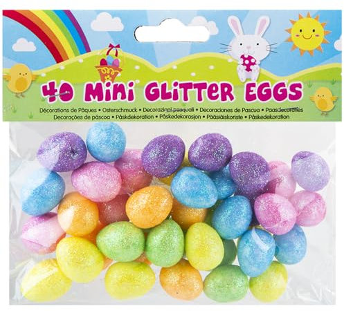 Pack Of 40 Mini Glitter Easter Eggs Bonnet Decoration Foam Eggs Ideal For Easter Craft Egg Hunts And Hats