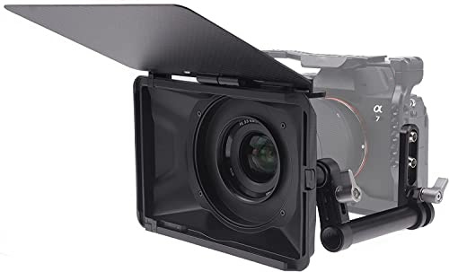 Hersmay Mini Matte Box 15mm Rod avec Bague d'adaptation de 67 mm/72 mm/77 mm/82 mm pour Appareil Photo Reflex numérique A7IV A7SIII A9 A6000 GH5 GH6 Z6 Z7 II R5 R5C M6 M50