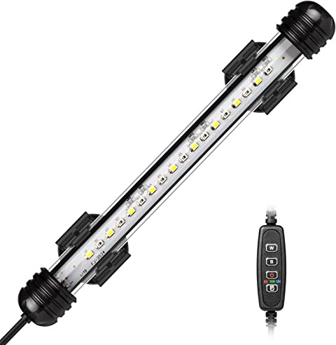 IREENUO LED Luce Acquario, Lampada Sommergibile Acquario con Timer, illuminazione LED subacquea per acquario da 20-70cm (19cm)