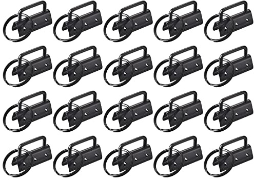 sourcing map 72 Stück 32 mm Schlüsselanhänger Hardware mit Schlüsselanhänger Ring für Taschen, Gurtband, Handgelenk, Schlüsselbänder, Schwarz, zum Selber Machen