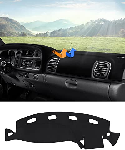 Autorder Dashboard Cover Mat for Dodge Ram 1500 2500 3500 1998-2001 Accessories Dash Cover Flannel Dash Mat Sunshade Glare UV Rays Protector