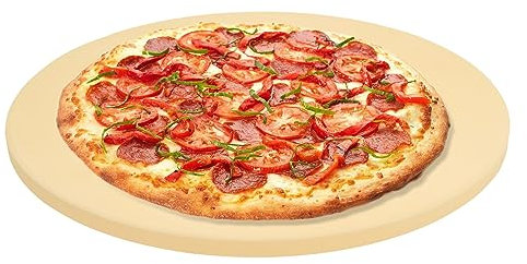 AKOLAFE Piedra redonda para pizza, piedras de pizza de 12 pulgadas para horno y parrilla, piedra de respaldo grande para pan, pizza (305 x 12 mm)
