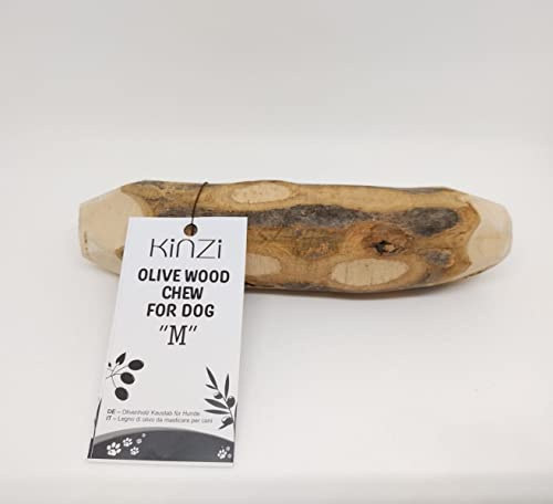 Kinzi Olivenholz - Kaustab für Hunde M: Kauholz Hundespielzeug Kauknochen natürliche Zahnpflege