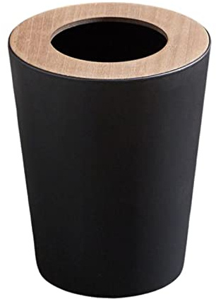 Fenteer Papelera de Interior, Contenedor de Basura, Papelera Redonda Sin Tapa, Caja para Papelera, Papelera de Baño para Aseo, 7L Negro