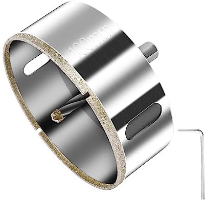 flintronic 100mm Sega a Tazza Diamantata,Punta Diamantata con Punta di Guida Centrale,Punta da Trapano per Sega a Tazza con Rivestimento Superficiale Diamantato,per Taglio di Vetro/Piastrelle/Marmo