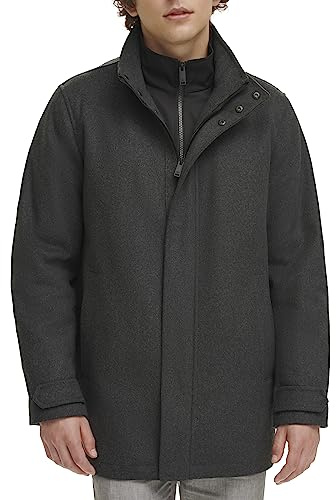 Dockers Men's Wool Melton Two Pocket Full Length Duffle Coat, New Charcoal, Medium