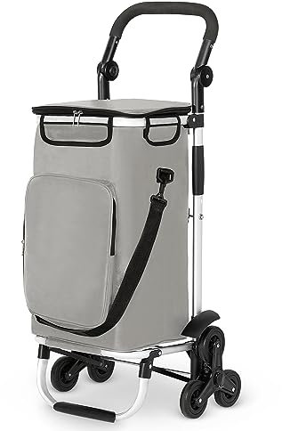wuuhoo® Pro Einkaufstrolley Buddy - Klappbar und leicht - Thermo-Isolierung - wasserabweisend - 3-Räder-System - Aluminium hellgrau