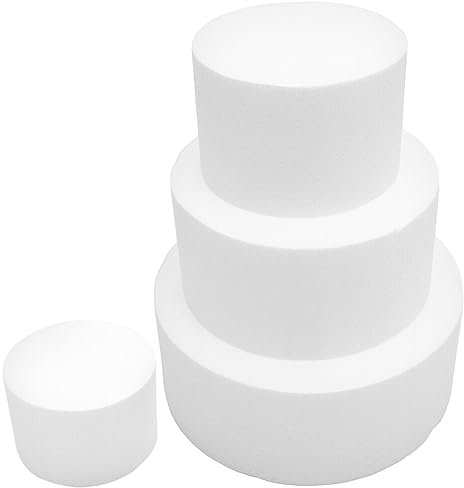 4 stampi Rotondi per Torte in a 4 Ripiani, per Torte Fai da Te, manichino, modellazione, per Compleanno, Torta Nuziale, Puntelli di Scena, Colore Bianco