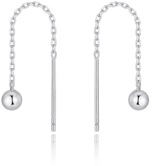 Stäbchen Durchzieher Ohrringe Hängend Sterling Silber 925 mit Kugel 35mm