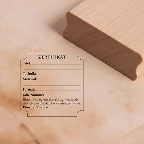 Motivstämpel certifikatetikett – stämpel trästämpel 68 x 68 mm