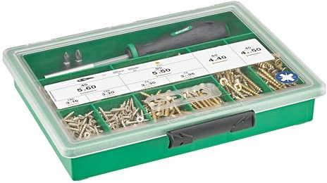 SPAX Möbelbau-Set 630-teilig, Schrauben-Sortiment mit 8 Abmessungen, Senkkopf, Kreuzschlitz Z, YELLOX, inkl. Schraubendreher & Bits – 4000001991059