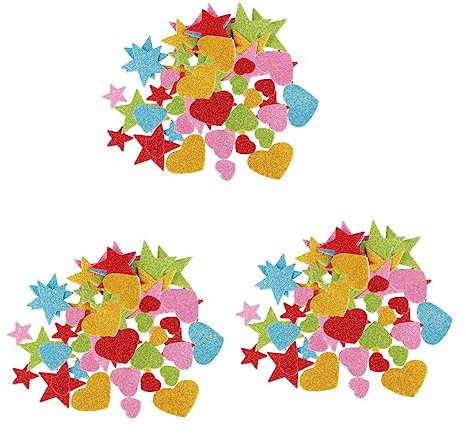 HEMOTON 300stücke Glitzernde Herz Und Sternaufkleber Bunte Diy Wanddekoration Für Kinderzimmer Kindergarten Zuhause Abnehmbare Wandsticker Verschiedenen Farben Und Mustern