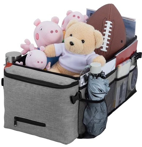 Navaris Car Storage Organiser Box - Ideal for Car Seats and Back Seat Storage for Kids - Quick Installation & Easy to Clean - Also Suitable as Van Tidy Caddy & Front Seat Organiser