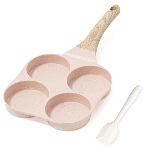 RIOVARM Padella Antiaderente per Omelette e Uova in Granito, Piccola, Senza PFOA, Rotonda con 4 Fori, Per Uova alla Coque e Pancake