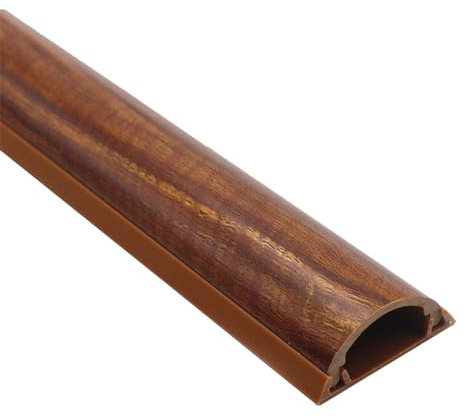 RENLXFI Canaleta Cubre Cables PVC Efectos Madera, Cubre Cables De Esquina Autoadhesivo/Cuarto De Redondo Cubre Cables De Suelo, Cubre Cables TV Vintage, Oficina/Cocina(3 Cables)
