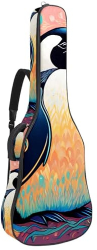 Große schöne Gitarrenkoffer, wasserdichte Gitarrentasche mit Schwamm-Schutzschicht, Farbzeichnung Eule, Mehrfarbig Nr. 02, 42.9x16.9x4.7 in, Gitarrentasche