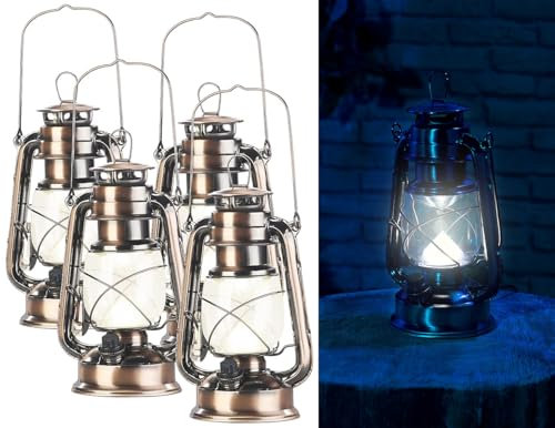 Lunartec Sturmlaternen Akku: 4er-Set helle LED-Sturmlampe mit Akku, 200 lm, 3W, warmweiß, Bronze (Campingleuchten, Petroleumlampe mit Batterie)