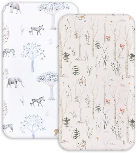 Changing Pad Cover Ultra Soft Breathable Changing Table Sheets 2 Packs, Muslin Baby Diaper Change Table Pad Covers for Girls & Boys 6.3 x 5.5 Inch (Tree)