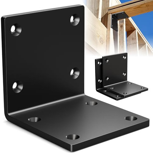Wuno Shop 2 Pcs 6x6x5 Heavy Duty Steel Corner Brackets, 90 Degree Countertop Fireplace Mantel Bracket, L Shelf Bracket, 6x6 Post to Beam Connector, Thickness 1/4(6 mm), Max Load 300lb