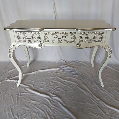 Kunibert Barock Louis Seize renässans rokoko sekreterare färg: vit med silver skrivbord toalettbord längd 122 x höjd 79 x bredd 51 cm nr 6