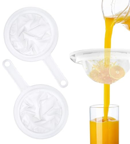 SGERUFZ 2 Pcs Colador Fino con Mango, Colador de Cocina de Malla, Filtro de Embudo Ultrafino, Tamiz Manual para Jugo, Leche, Café (200/400 Mesh)