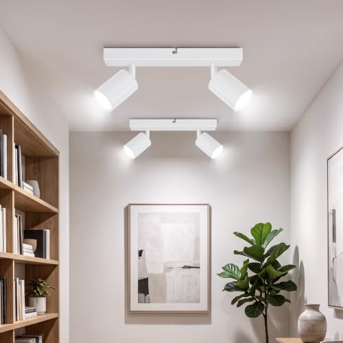 Ketom GU10 LED Deckenstrahler, Deckenlampe 2 Flammig Schwenkbar, 2 Stück | Küchenlampe Deckenleuchte Srahler, Modern Deckenspot Lampe für Küche, Wohnzimmer, Flur, Weiß, Ohne Leuchtmittel