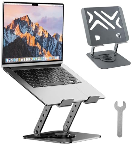 Supporto per Laptop Girevole a 360°, Supporto per Computer Portatile Pieghevole, Porta Laptop Stand Altezza Regolabile, Laptop Stand Compatibile, Facile Dissipazione del Calore