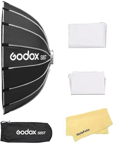 Godox S85T 85cm/33.5 Pouces Softbox Parapluie à Dégagement Rapide,Compatible avec AD400Pro AD300Pro AD600 SL60II SL150II SL200II et Autres Flashs Stroboscopiques à Monture Bowens (Intérieur Argenté)