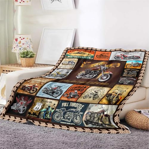 YunTu Motorcycle Blanket Motorcycle Gifts for Men Women Motorcycle Throw Blankets (Classic Ride, 150x200cm(60x80inch))