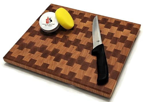 Tagliere Artigianale fatto a mano, Pezzo Unico, 35,5x30,5cm, Masselli in controfibra di Frassino, Rovere