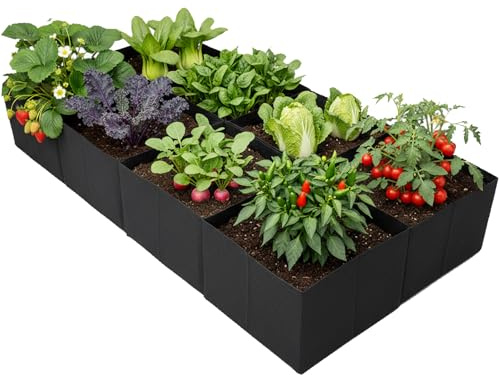 IYWYI 1Pcs Large Fabric Plant Grow Bags,180x90x30CM Nonwoven Breathable Planting Bag with 8 Grids,Thickened Root Aeration Garden Bags,Vegetable Growing Containers for Flowers Vegetables Fruits.