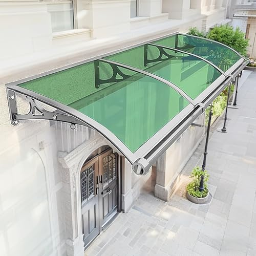 Ddasam Marquesina Exterior, Techo de Policarbonato, Soporte de Aluminio Negro, Resistente a UV, Lluvia y Nieve, para Puertas y Ventanas, Fácil Montaje