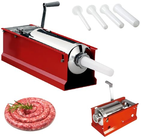 Crisalide® - Insaccatrice per Salumi Manuale in Acciaio Inox AISI 304 – 2 Velocità – 4 Imbuti Inclusi – 3 kg / 5 kg / 8 kg (3kg)