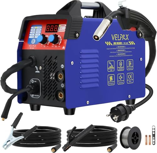 Poste à Souder MIG 3 en 1 sans Gaz 140A 230V Poste à Souder Fil Fourré Flux MIG MMA Lift TIG Inverter IGBT Compact Écran LCD Intelligent Fil Fourré 0.8mm 0.5kg Soudeuse Portable Orange DIY