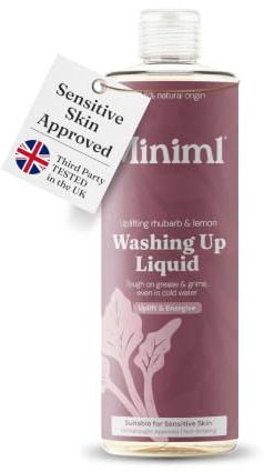 Miniml Washing Up Liquid 400ml – Rhubarb & Lemon | Plant Based – Vegan Dish Soap – Biodegradable – Non-Toxic – Tough on Grease – Gentle on Hands