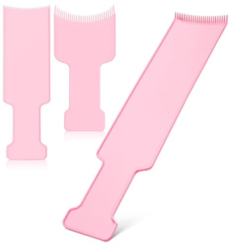 DIYEAH Planche à Balayage Cheveux 3 Tailles Rose Peigne à Mèches Courbé Dents Arrondies pour Coloration, Permanente et Meches Outil Professionnel Polyvalent pour Salon et Usage