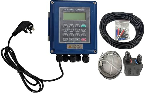 CNYST Clamp-on Ultrasonic Water Flow Meter Fixed Ultrasonic Flowmeter with High Temperature Medium Transducer TM-1-HT Pipe Diameter DN50 To 700mm Liquid Temperature -30~160°C LCD Display