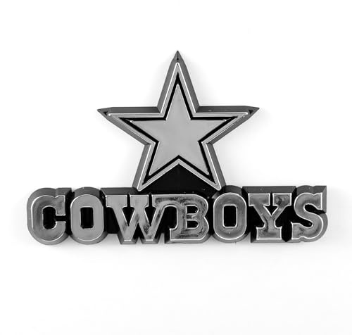FANMATS 60266 NFL - Dallas Cowboys Molded Chrome Emblem | Chrome | 3.25” x 3.25 | Star Primary Logo & Wordmark