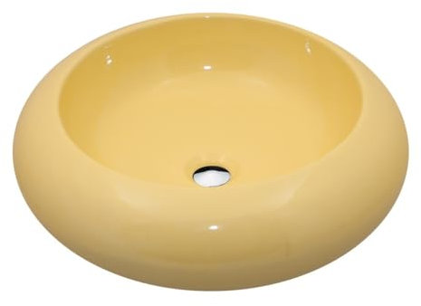 NEG Waschbecken Uno22A (rund) Aufsatz-Waschschale/Waschtisch (gelb) mit breitem Rand und Nano-Beschichtung
