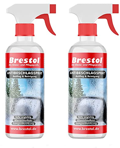 BRESTOL® Antibeschlagspray 2x 300 ml - Antibeschlag Antibeschlagmittel Klarsichtspray Antifog Glasreiniger Spiegelreiniger Fensterreiniger Bad-Spiegelreiniger Dampfverhinderer