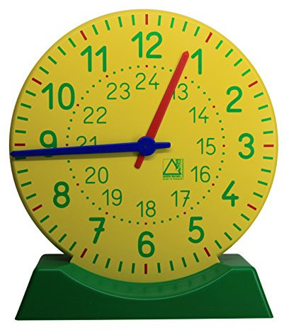 Lernuhr mit Standfuss 27 cm