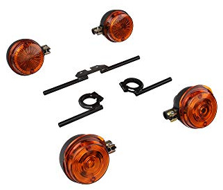 Set: 4 Blinker rund komplett inkl. Blinkerträger schwarz - für Simson S50,